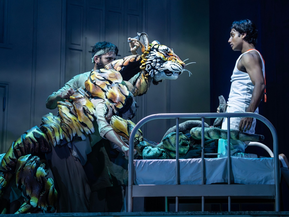 The Team Behind The Tiger in Life of Pi during a scene on stage