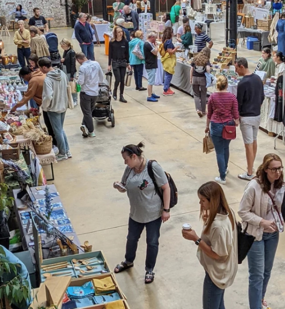 Market with people wandering around
