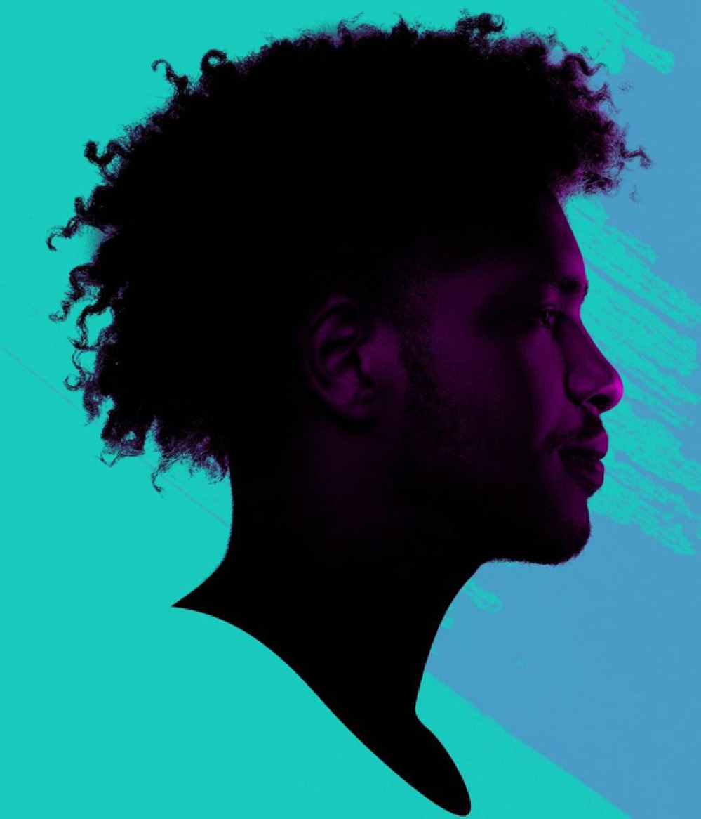 silhouette of a head on a blue background