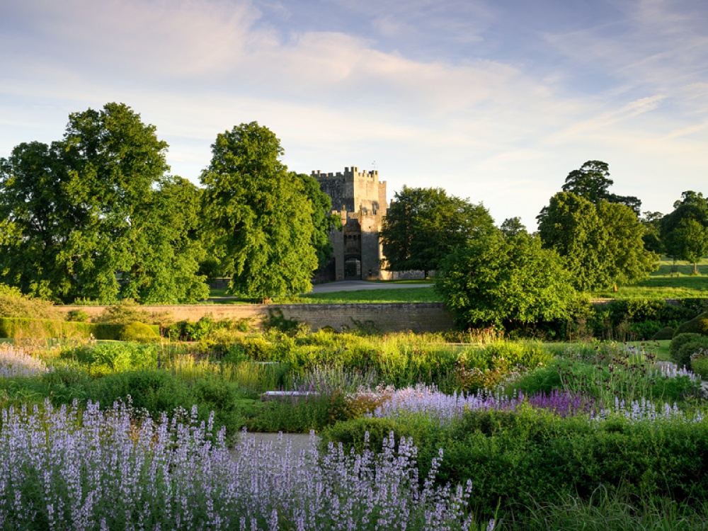 Walled garden with castle in background