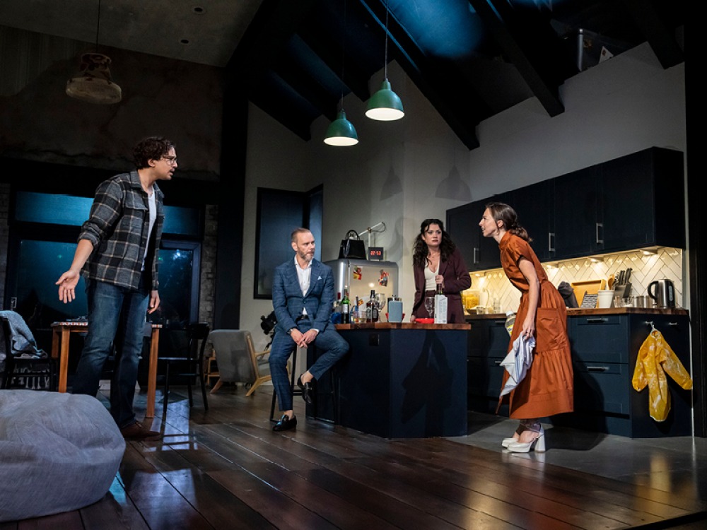 Nathaniel Curtis as Sam, Joe Absolom as Ben, Charlene Boyd as Lauren and Louisa Lytton as Jenny.Photo Johan Persson