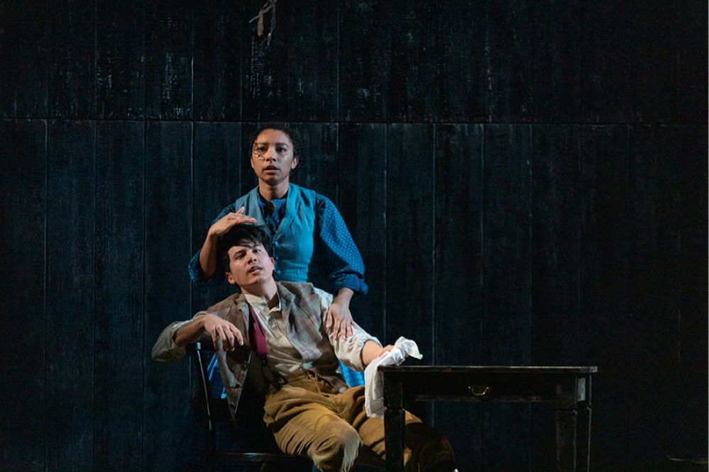 James Phoon (Branwell Brontë) and Adele James (Emily Brontë) in Underdog The Other Other Brontë at the National Theatre (c) Isha Shah