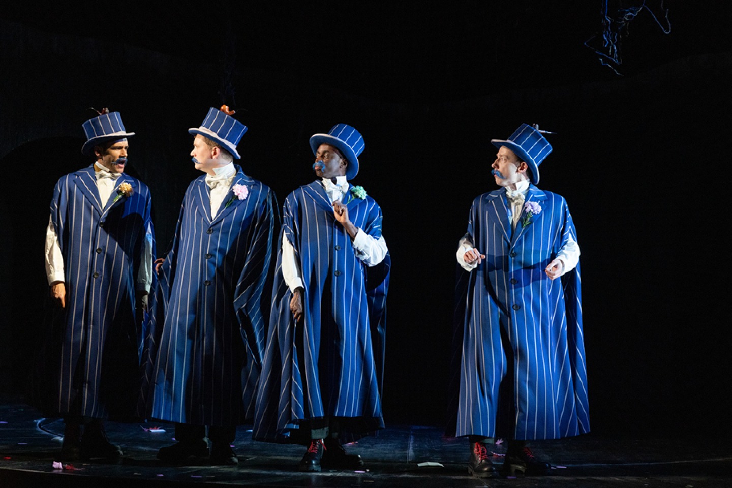 Julian Moore-Cook (Ensemble), Adam Donaldson (Ensemble), Kwaku Mills (Ensemble), Nick Blakeley (Ensemble) in Underdog The Other Other Brontë at the National Theatre (c) Isha Shah