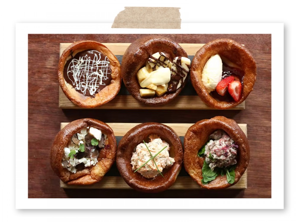 Yorkshire puddings with a variety of fillings