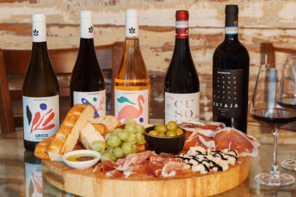 Selection of wines with a charcuterie board