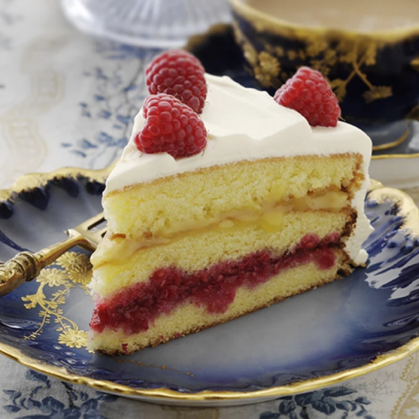 Raspberry and Custard Layer Cake