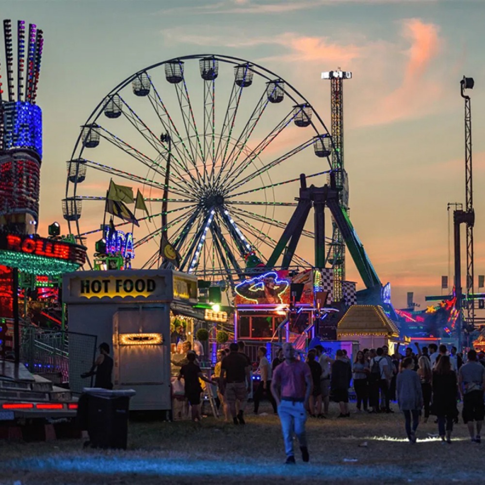 Ferris wheel and rides at The Hoppings