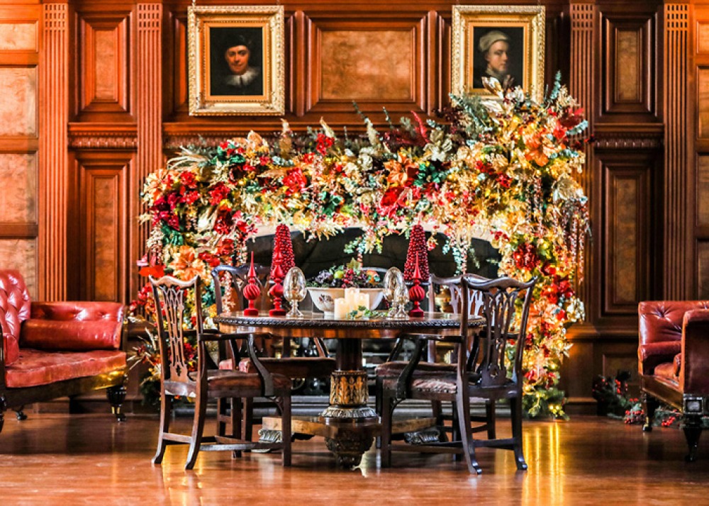 Garlanded fireplace in Bamburgh Castle's Cross Hall by Stuart Boulton