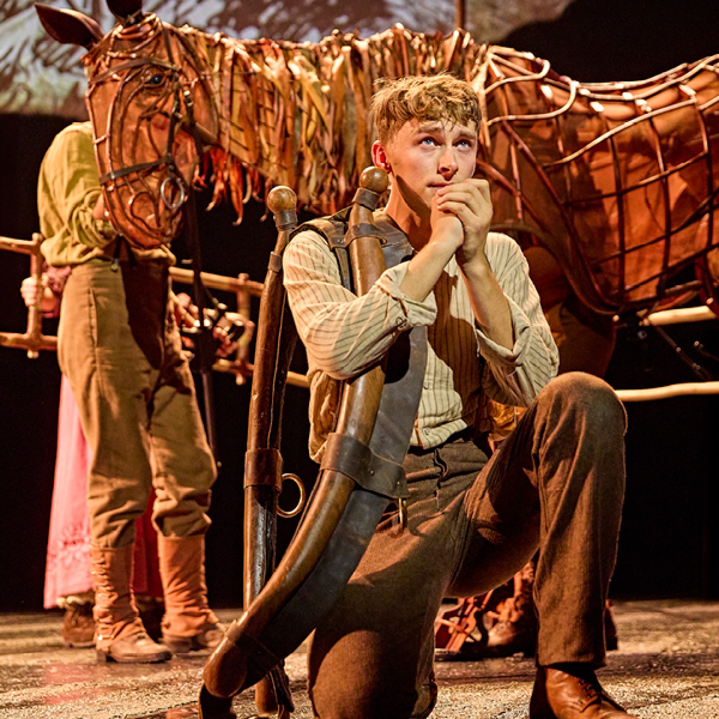 Tom Sturgess (Albert Narracott), Matthew Lawrence, Rafe Young, Felicity Donnelly (Joey) in War Horse