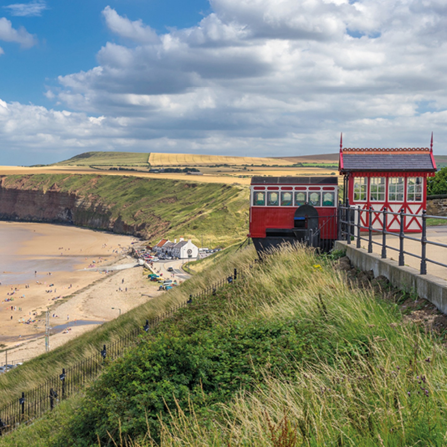 beach and vehicular railway at Saltburn