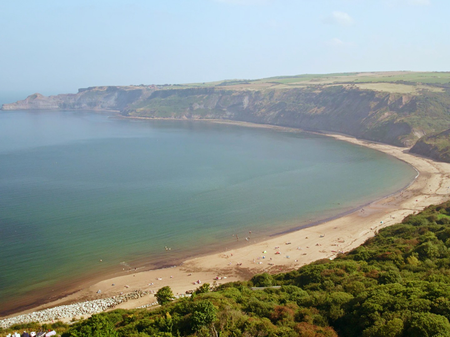 Filming over Runswick Bay