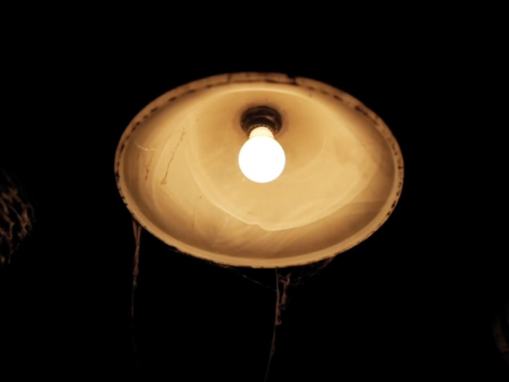 Spooky lamp with cobwebs