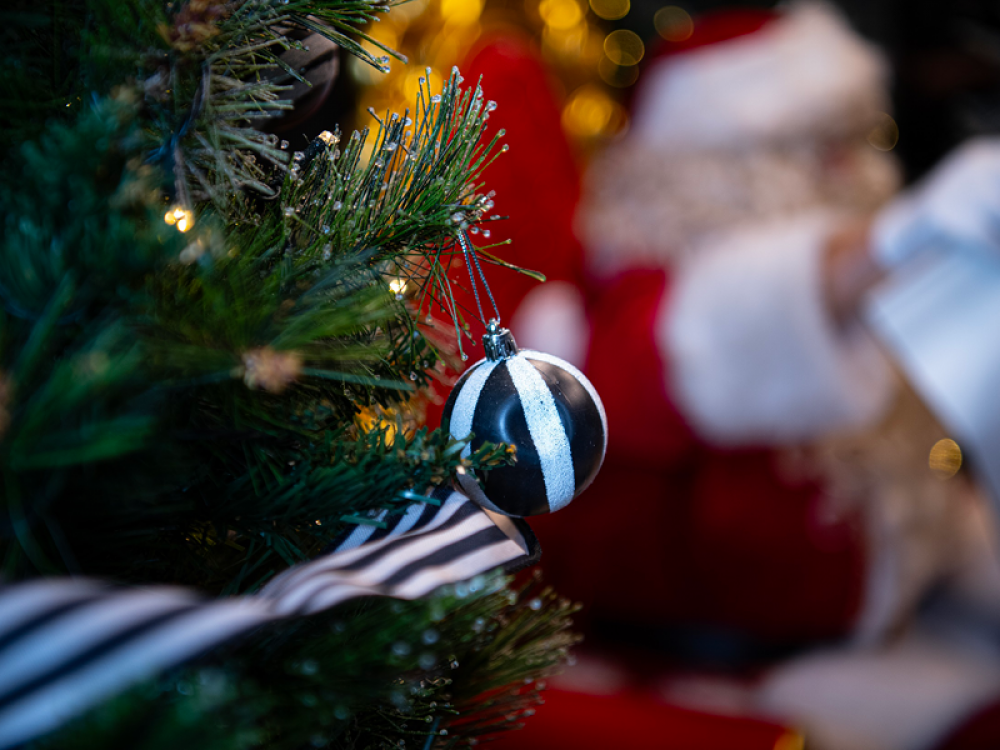 black and white stripe bauble
